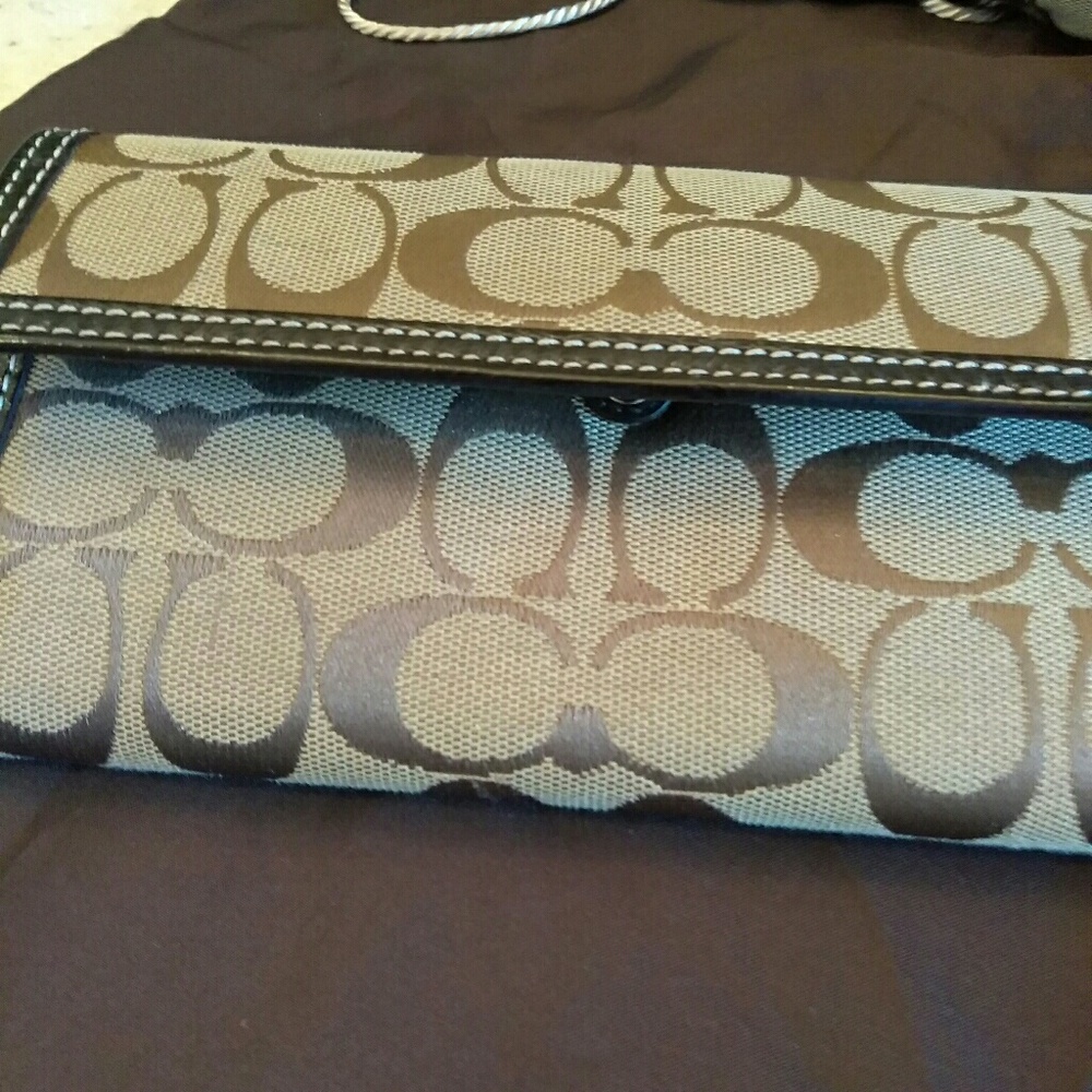 Authentic Coach Brown Canvas Monogram Wallet - image 3